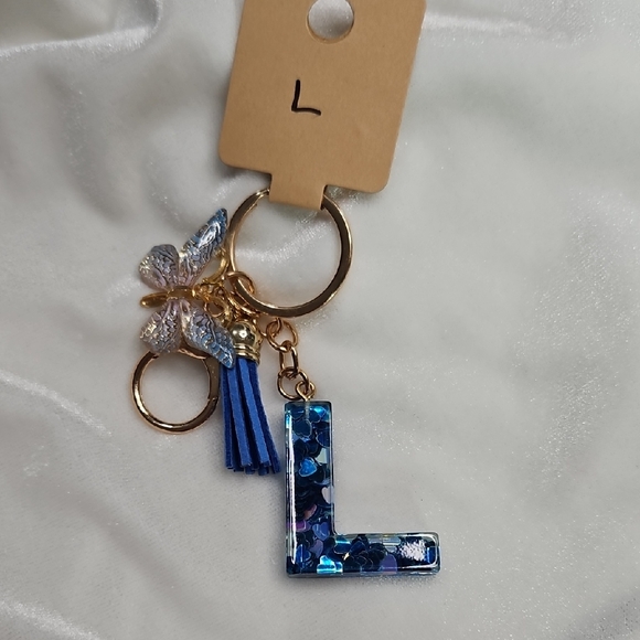 unbranded Jewelry - Initial Letter "L" Blue Butterfly Resin Keychain Purse Charm Handbag Charm NWOT